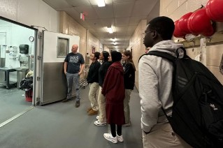 sudents visit a lab